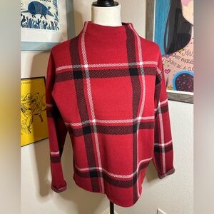 Tahari Red Plaid Women's mock neck Sweater Med
